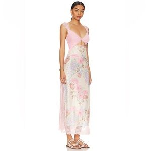 Free People Suddenly Fine Maxi Slip Dress in Daisy Combo! True to size!